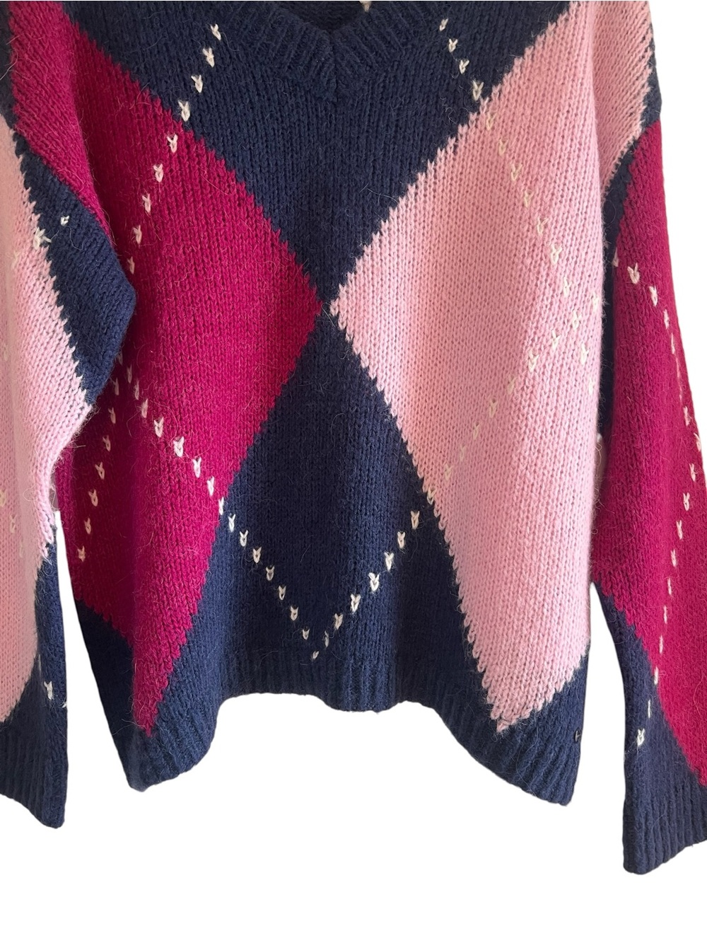 Olsen Olivia argyle sweather in soft alpaca knit sweater Sz M like new condition - Picture 4 of 13